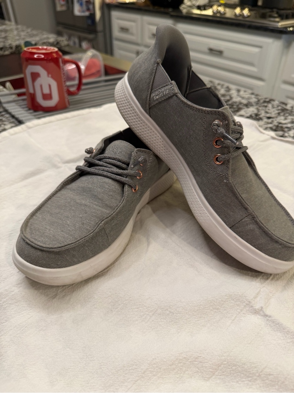 BOBS from Skechers Gray Canvas Slip-On Sneakers with White Sole